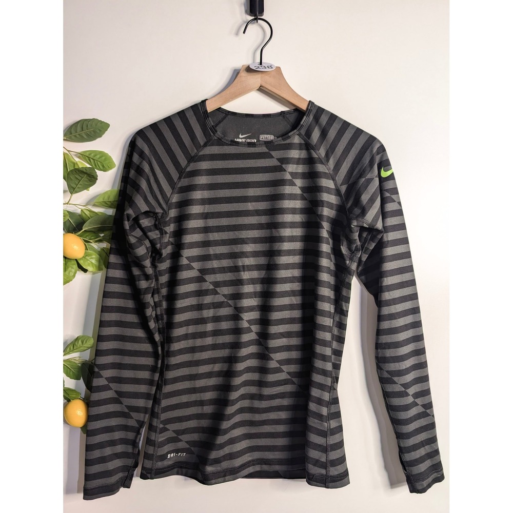Nike Pro Fitted Longsleeve Striped Top Sz M